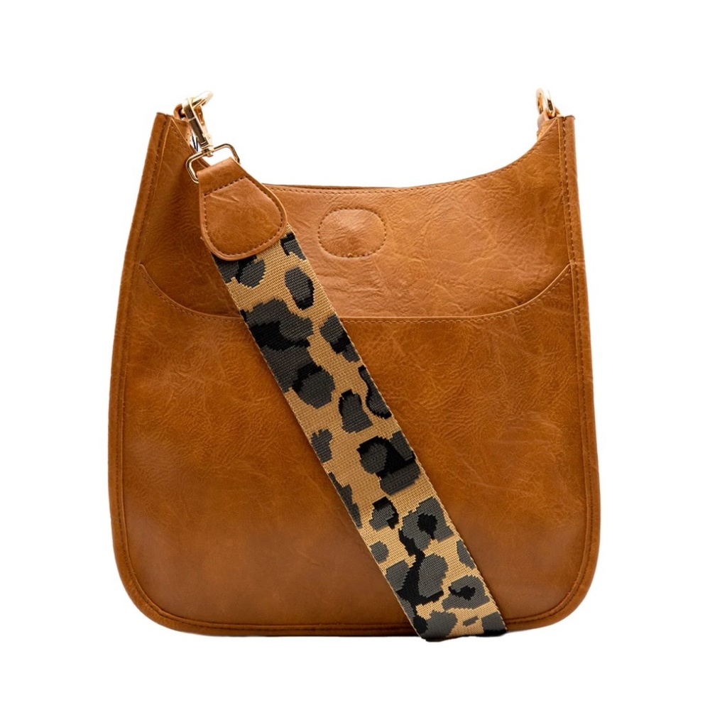 Ahdorned Camel Vegan Crossbody | Camel-Ground Leopard Strap